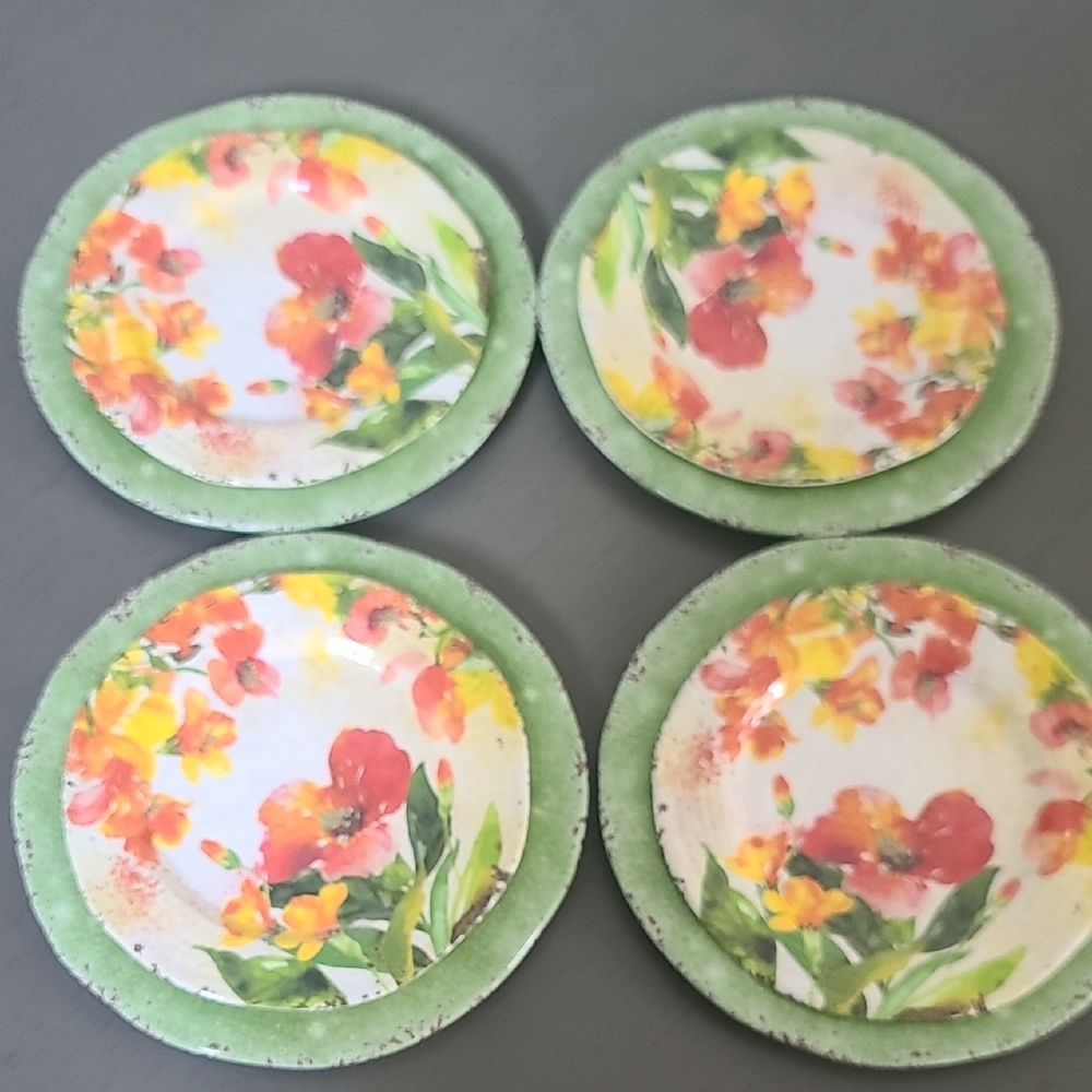 Pier One Rustic Melamine Dinner And Salad Plate Set. 8 Plates
